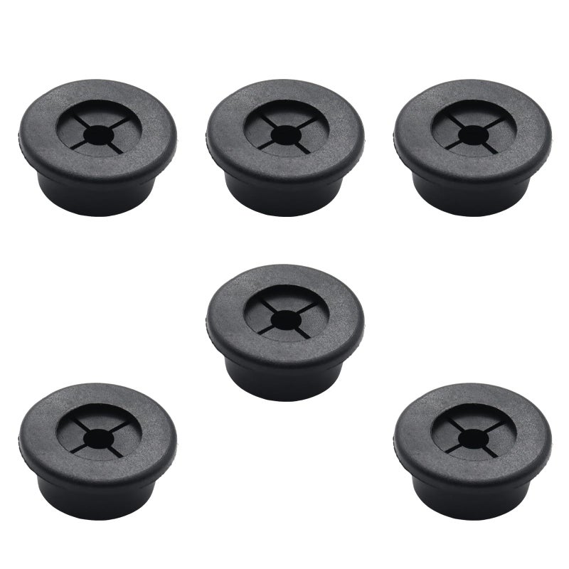 Adyoney 6 Pcs 22mm / 7/8 Inch Black Cable Cord Grommets, Rubber Desk Grommets for Table Computer Desk Wire Organizer TV Console and Other Furnitures Cover - Image 1